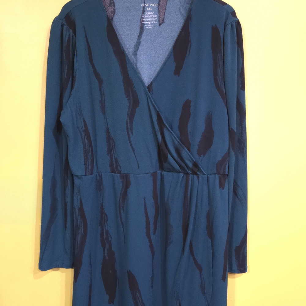 Nine West Women’s Faux Wrap Dress Green & Black Size XXL